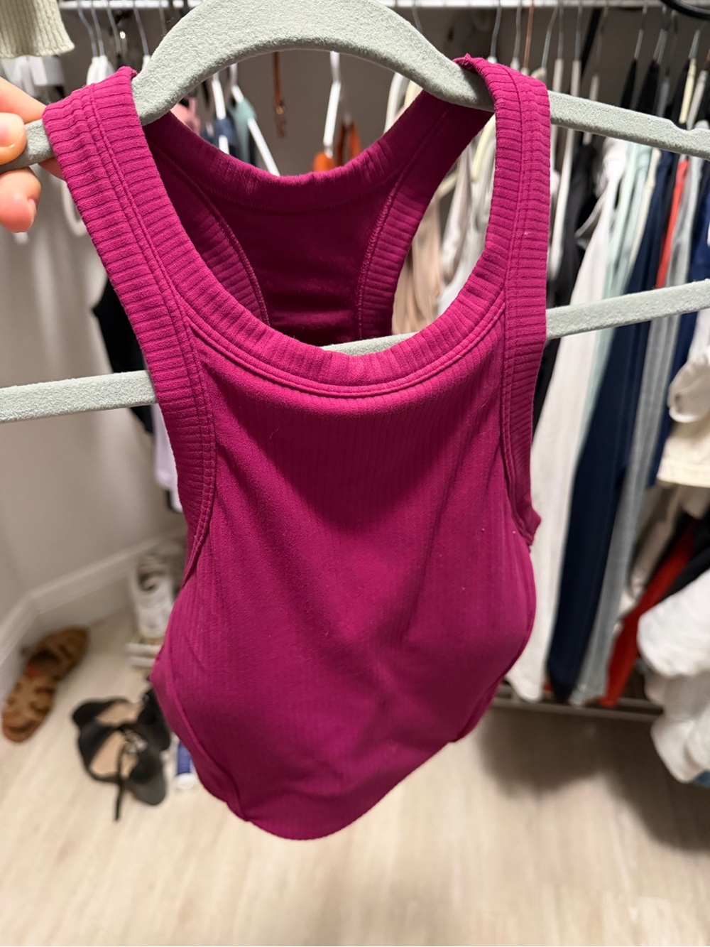 lululemon athletica Ribbed Racerback Tank in Deep Fuchsia